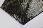 Shiny Leopard Square Sequins Lurex Nylon Stretch Fabric