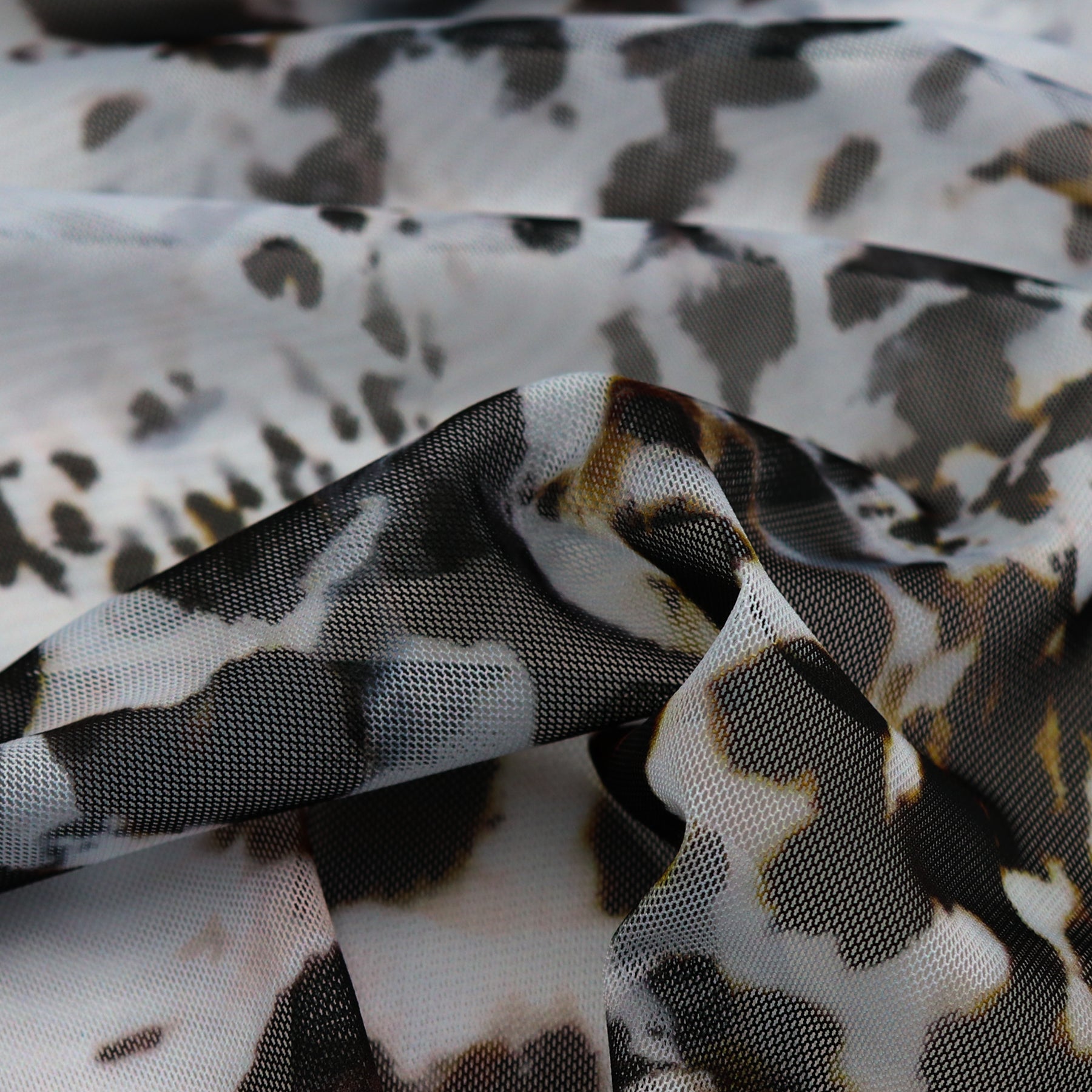 Snow Leopard Print Power Mesh Fabric