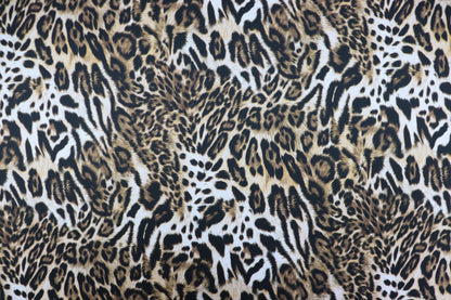 Leopard Skin Animal Print Scuba Stretch Knit Fabric (FS1260)