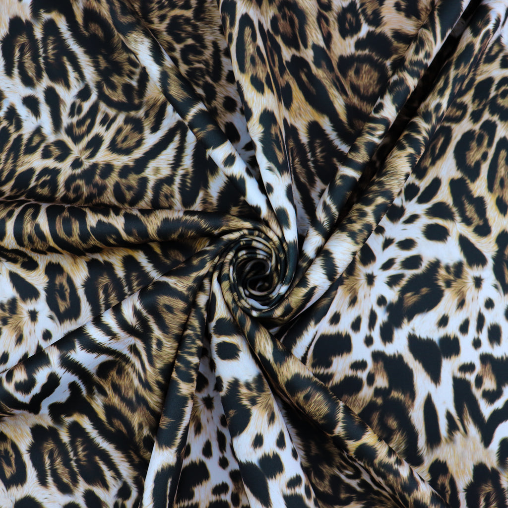 Leopard Skin Animal Print Scuba Stretch Knit Fabric (FS1260)