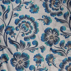Blue Floral Bengaline Fabric 0.8 Metres
