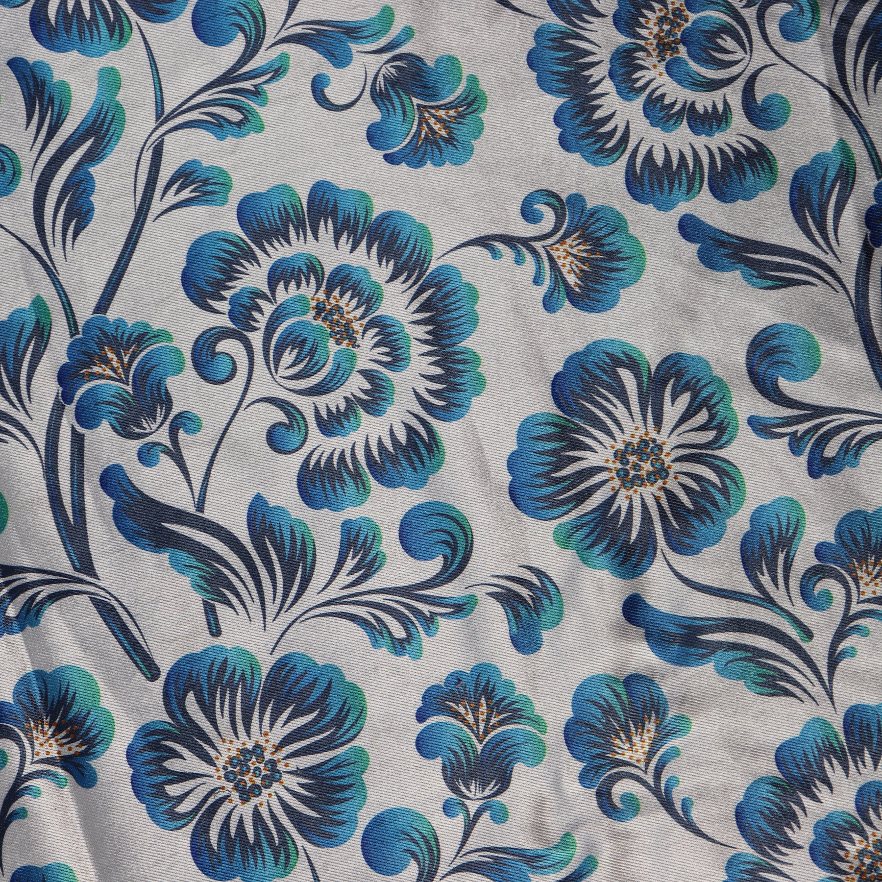 Blue Floral Bengaline Fabric 0.8 Metres