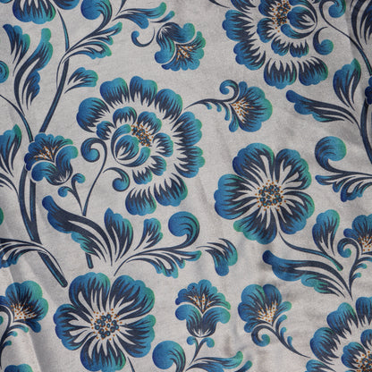 Blue Floral Bengaline Fabric 0.8 Metres