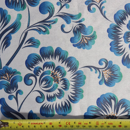 Blue Floral Bengaline Fabric 0.8 Metres