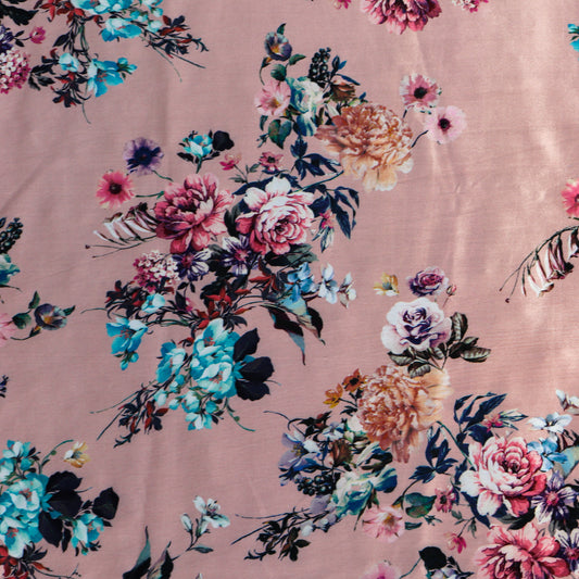 Dusty Pink Floral Bengaline Fabric