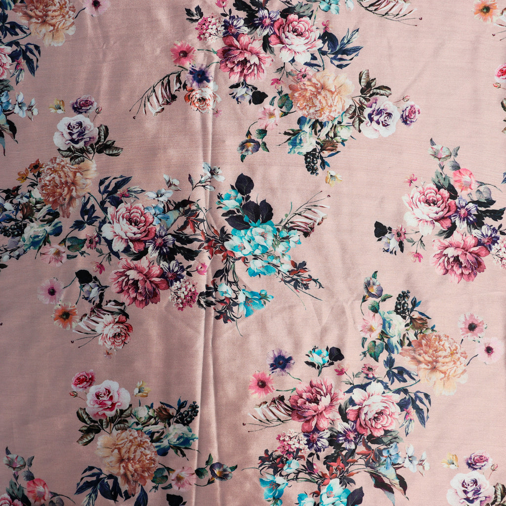 Dusty Pink Floral Bengaline Fabric