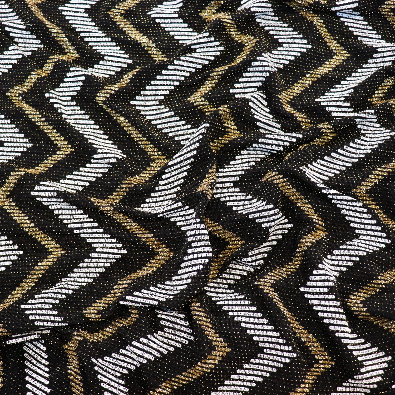 Gold Silver Zig Zag Glitter Lurex