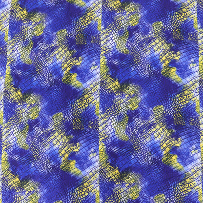 Blue Yellow Snake Skin Bubble Crepe Fabric