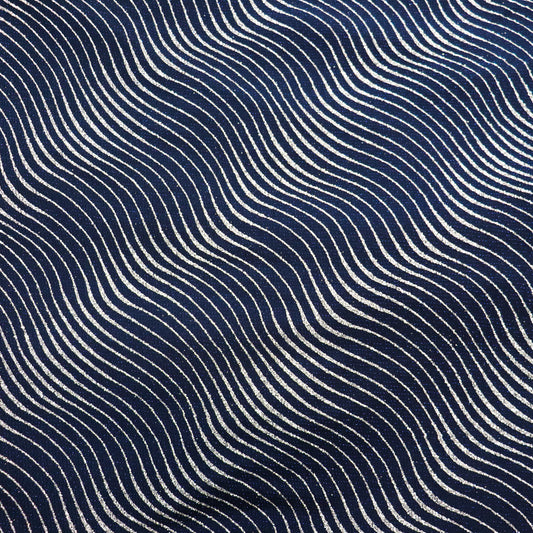 Navy Wavy Stripe Glitter Lurex