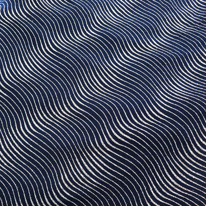 Navy Wavy Stripe Glitter Lurex