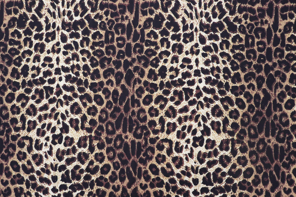Brown Leopard Print Bubble Crepe Fabric
