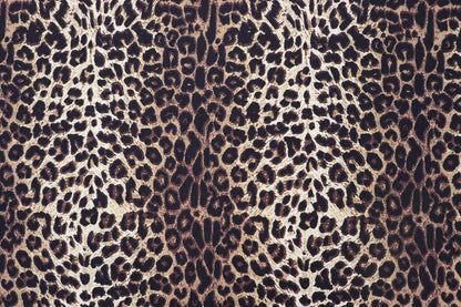 Brown Leopard Print Bubble Crepe Fabric