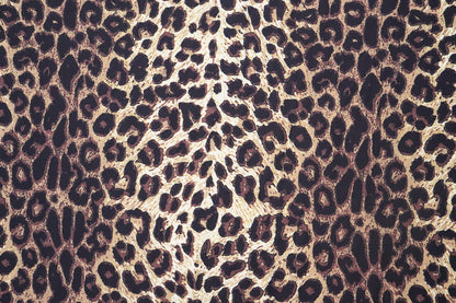 Brown Leopard Print Bubble Crepe Fabric