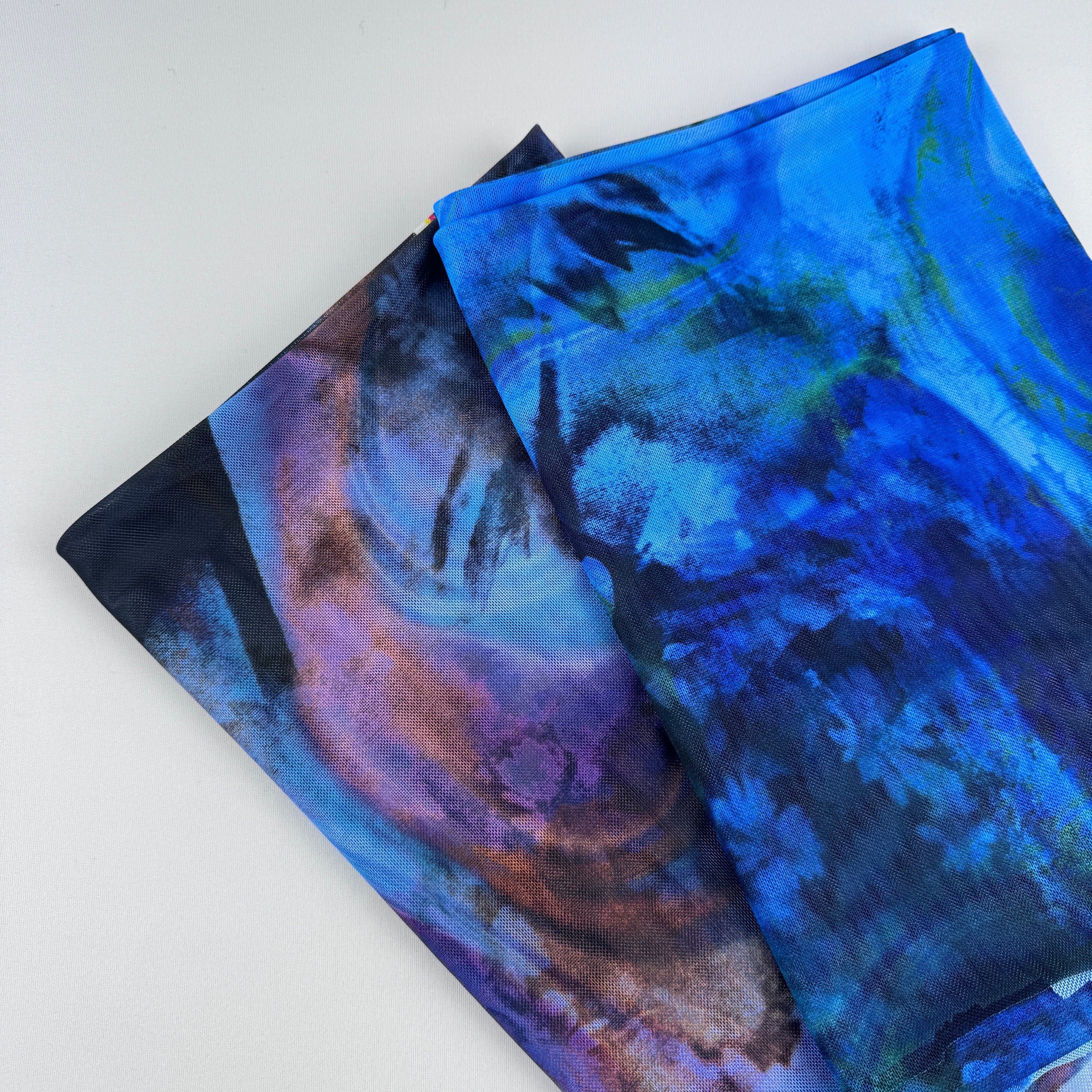 FS1246 Night Owl Tie Dye Print Jersey Stretch Power Mesh Fabric