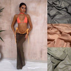 Plain Fishnet Mesh Fabric Stretch Black Salmon Olive