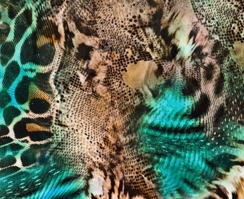 FS1258 Snake Leopard Print Jersey Stretch Power Mesh Fabric