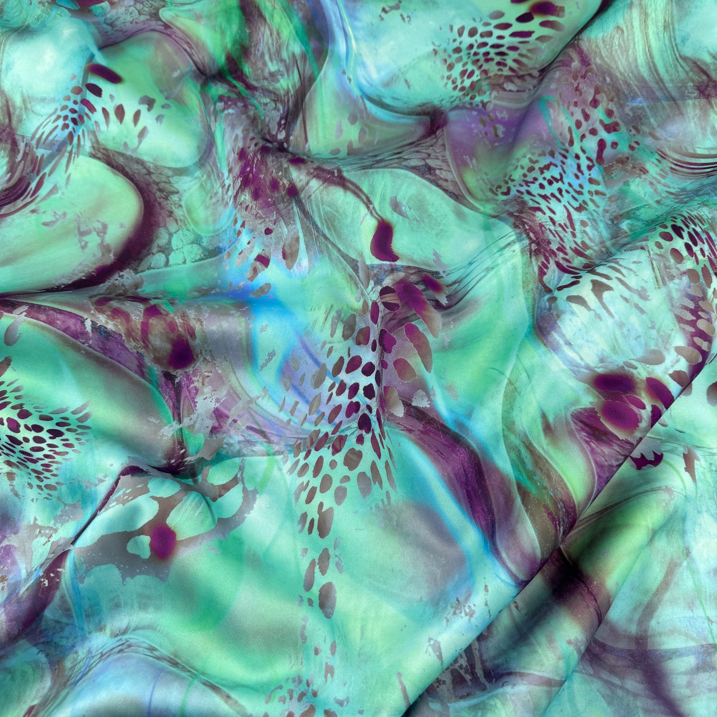 FS1249 Forest Tie Dye Leopard Print Scuba Stretch Knit Fabric