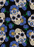Blue Sugar Skull Fabric | Day of the Dead