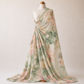 Blush Pink Vintage Rose Floral Woven Crepe Dress Fabric