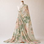 Blush Pink Vintage Rose Floral Woven Crepe Dress Fabric