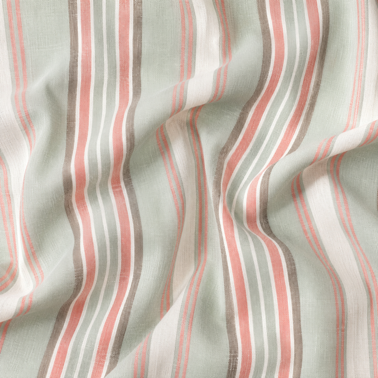 Coastal Blush Stripe Linen Fabric