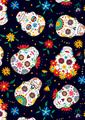 Day of the Dead Floral Sugar Skull Fabric