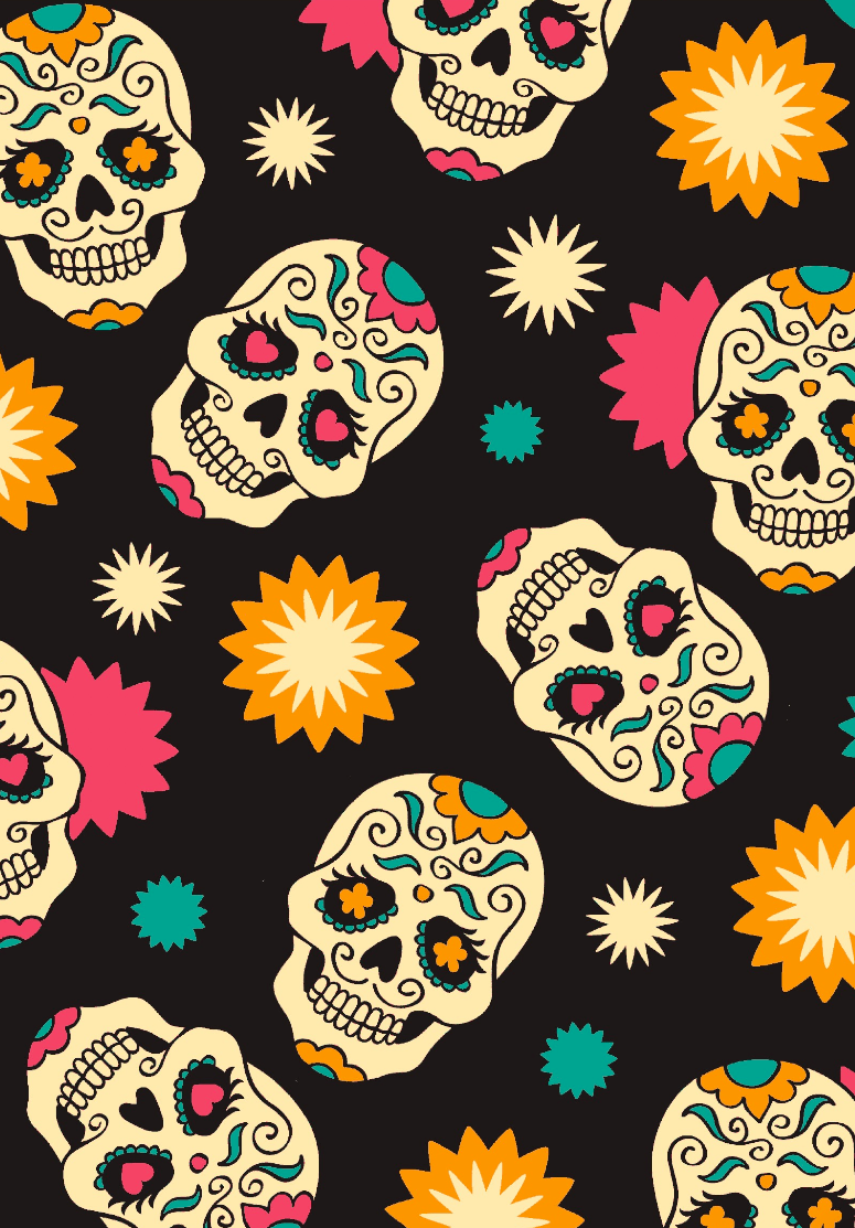 Day of the Dead Sugar Skull Fabric