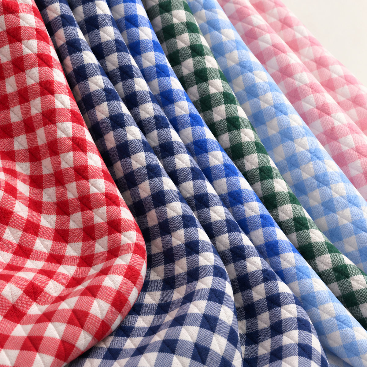 Gingham Check Diamond Jacquard Stretch Fabric – 10 Colours