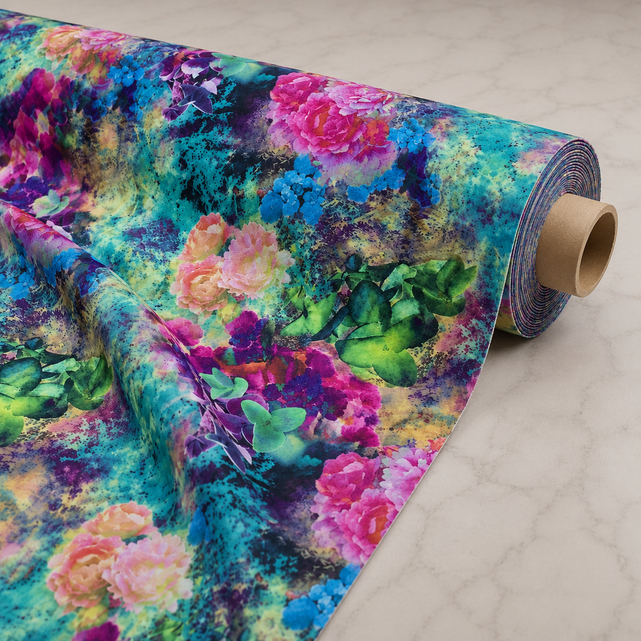Summer Floral Print Scuba Fabric