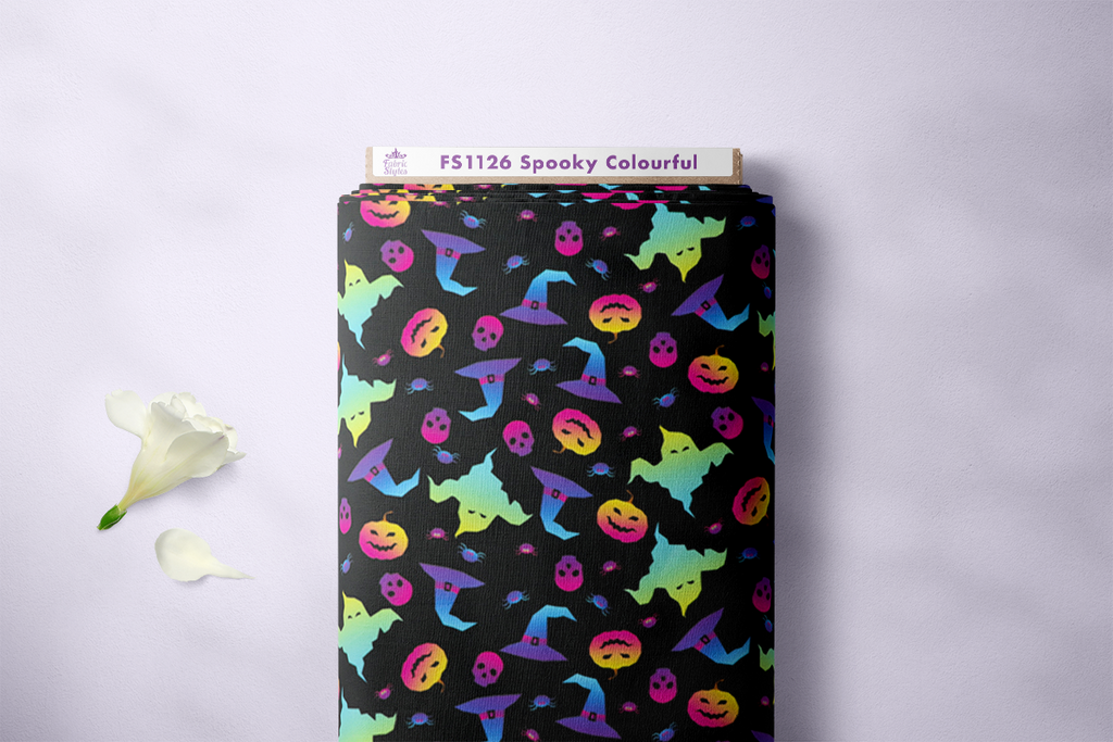 Neon Ghost Halloween Fabric