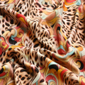Retro Leopard Abstract Print Spun Polyester Stretch Dress Fabric