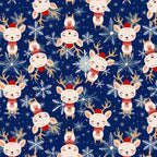 Reindeer Face Fabric | Cute Reindeer Print on Navy