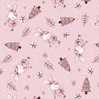 Pink Bunny Christmas Fabric