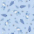 Blue Bunny Christmas Fabric