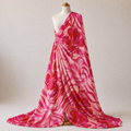 Pink Red Floral Zebra Print Woven Crepe Dress Fabric