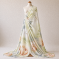 Peach Blush Rose Floral Woven Crepe Dress Fabric