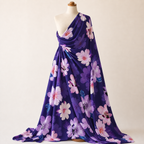 Purple Pink Floral Crepe Dress Fabric