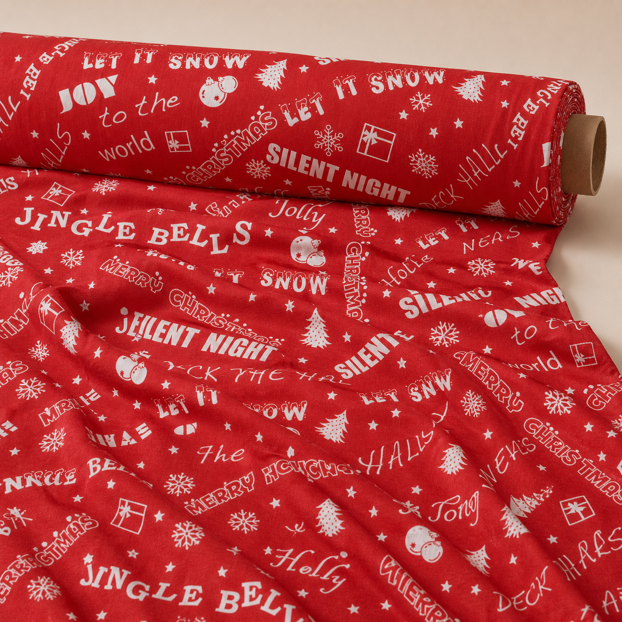 Christmas Slogan Fabric | Jingle Bells, Deck The Halls & Merry Christmas