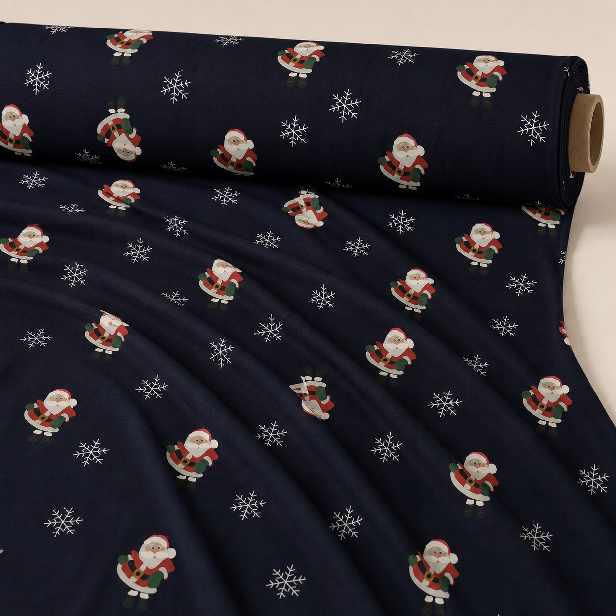 Tumbling Santa Christmas Fabric