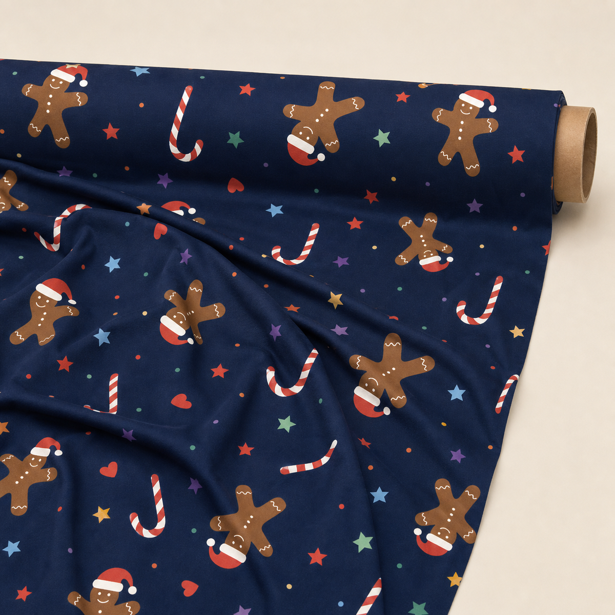Gingerbread & Candy Cane Christmas Fabric