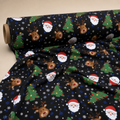 Black Santa & Christmas Tree Fabric
