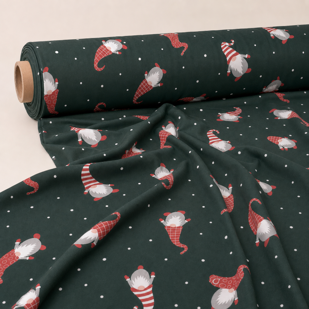 Green Christmas Gnome Fabric