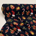 Christmas Gifts Fabric | Ornament & Bell Novelty Print