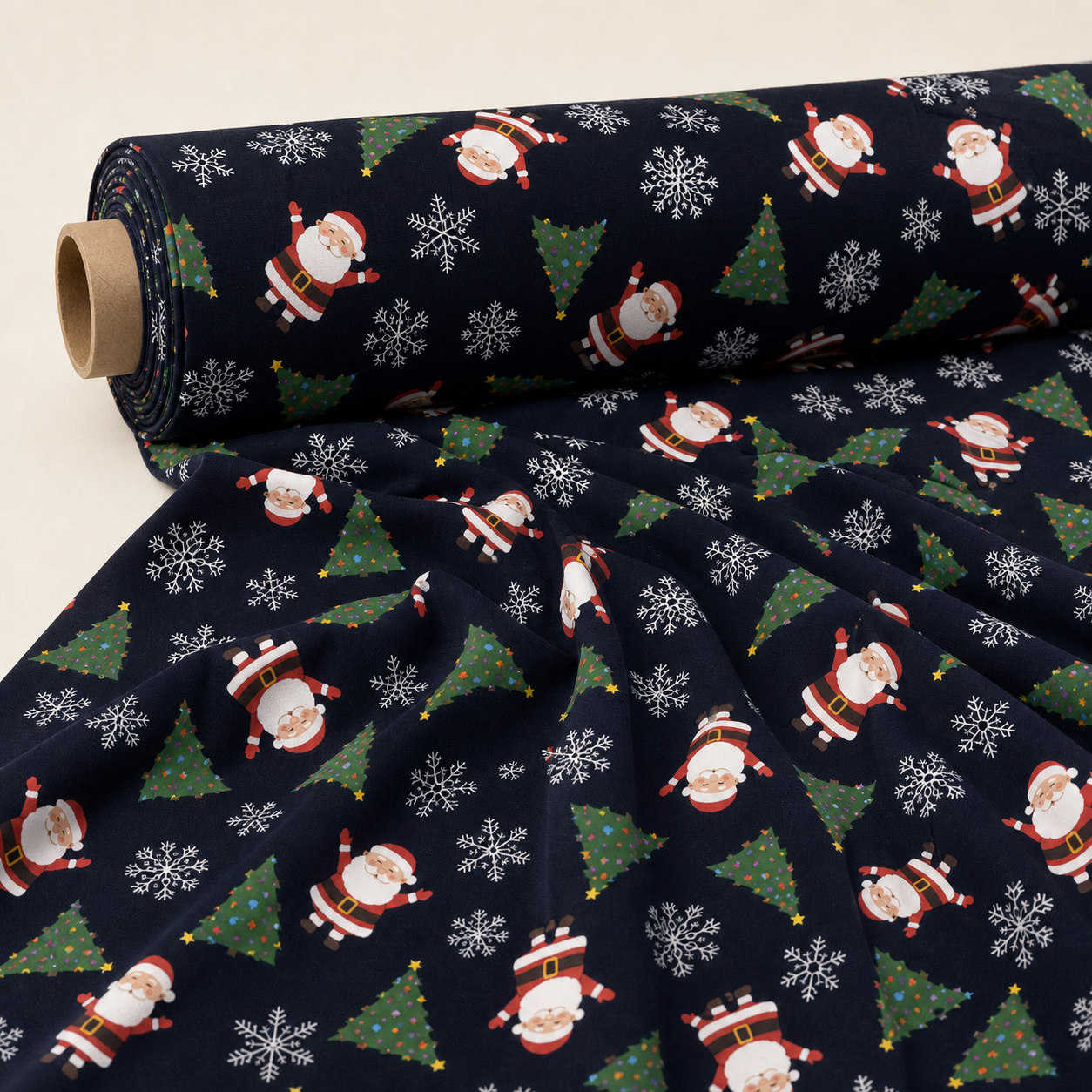 Santa's Tree Snowflake Fabric