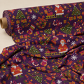 Cross Stitch Christmas Fabric | Santa & Gift Novelty Print