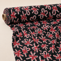 Candy Cane Bow Fabric | Christmas Novelty Print on Black