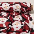 Big Santa Fabric | Oversized Stylised Santa Faces on Red