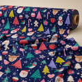 Christmas Icon Fabric | Festive Doodle Print on Navy