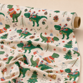 Christmas Dinosaur Fabric | Festive T-Rex Novelty Print