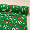 Ho Ho Ho Christmas Fabric | Green Novelty Text Print